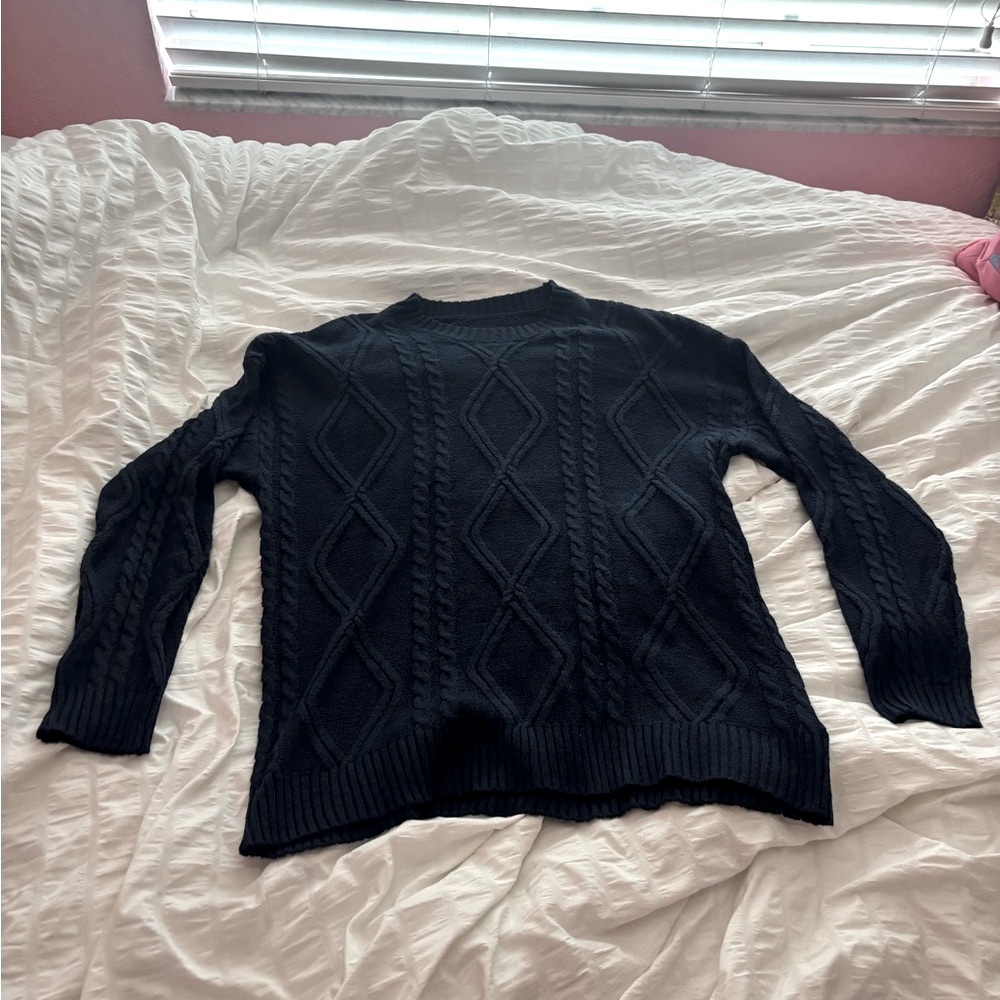 Classic Black Cable Knit Sweater